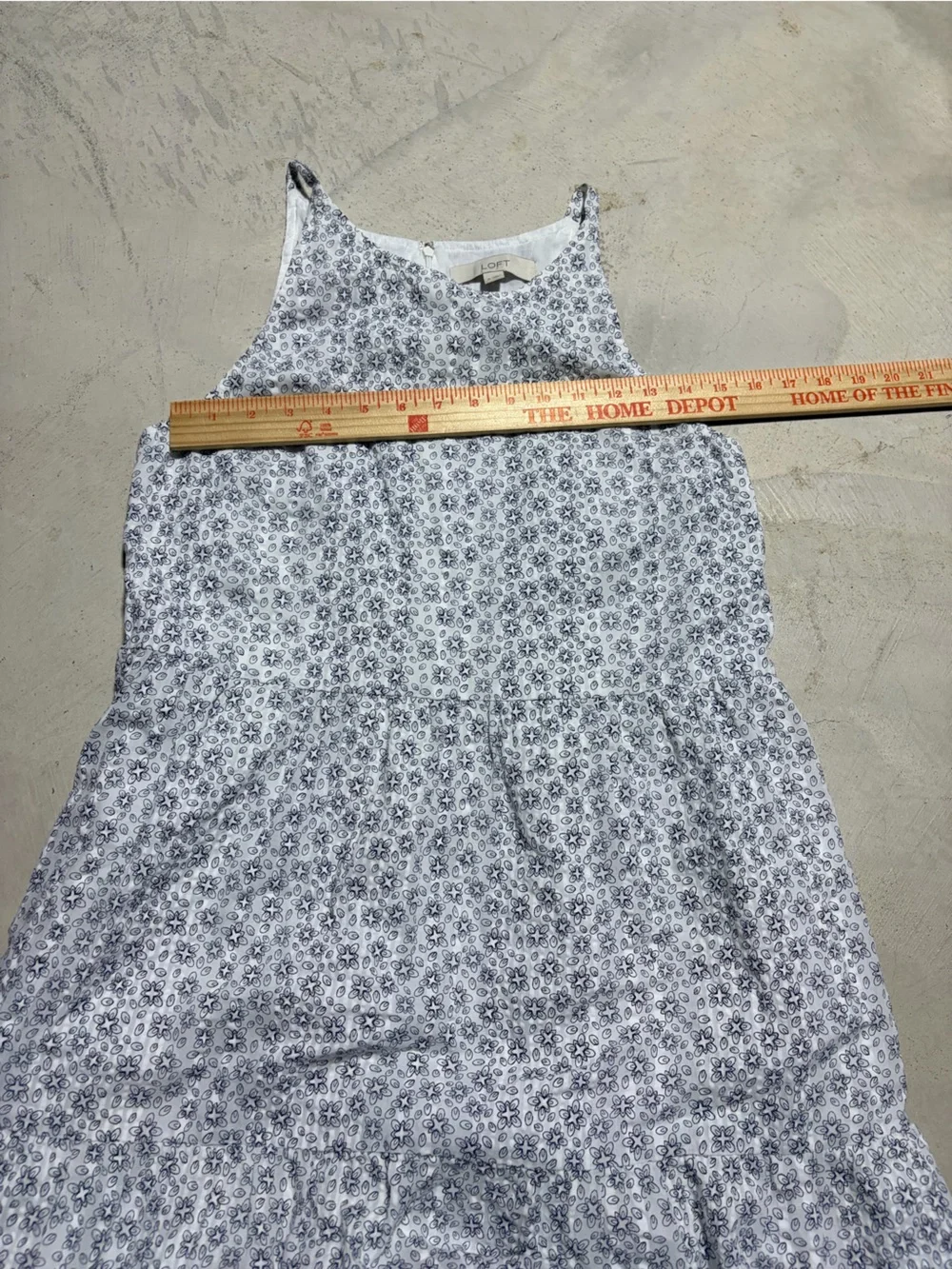 Loft white Floral Tiered cotton Sundress medium
